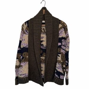 Anthro Sleeping on Snow Campaign Camo Wool Alpaca Open Cardigan Sweater Size XS